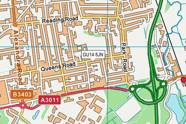 GU14 6JN map - OS VectorMap District (Ordnance Survey)