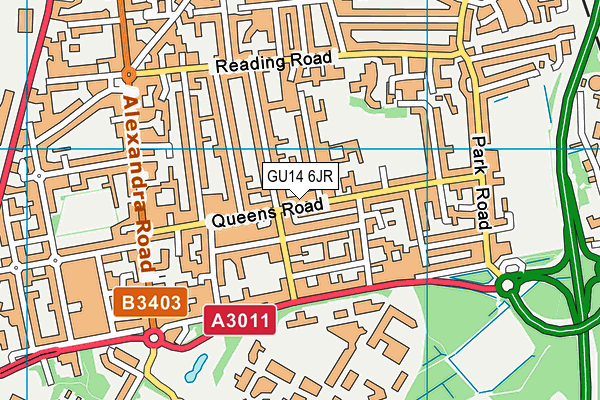 GU14 6JR map - OS VectorMap District (Ordnance Survey)