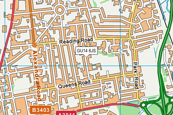 GU14 6JS map - OS VectorMap District (Ordnance Survey)