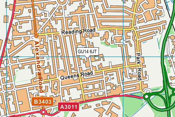 GU14 6JT map - OS VectorMap District (Ordnance Survey)