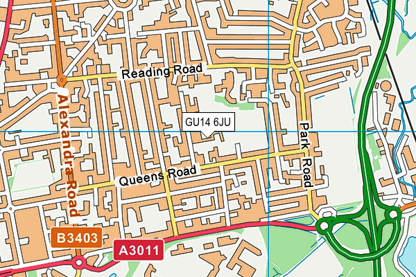 GU14 6JU map - OS VectorMap District (Ordnance Survey)