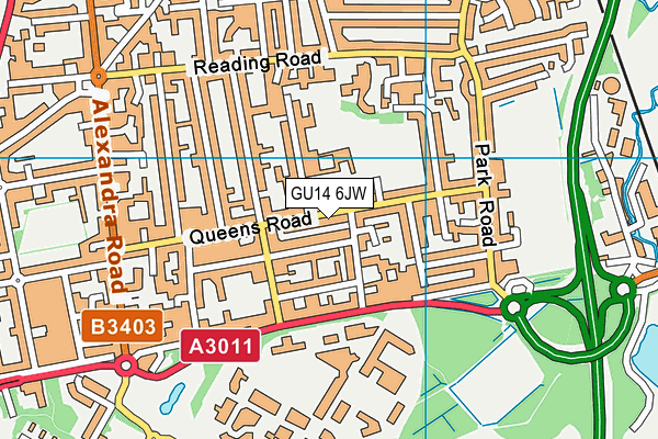 GU14 6JW map - OS VectorMap District (Ordnance Survey)