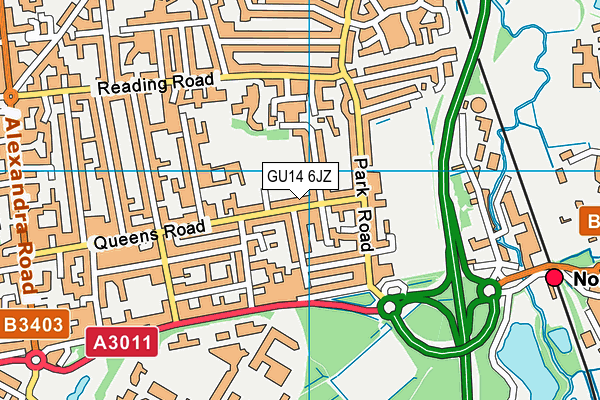 GU14 6JZ map - OS VectorMap District (Ordnance Survey)