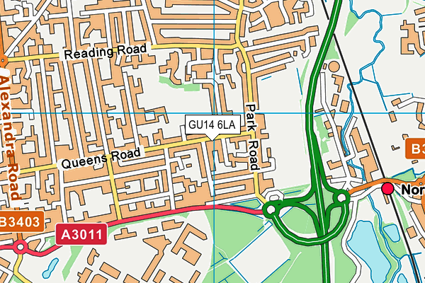 GU14 6LA map - OS VectorMap District (Ordnance Survey)