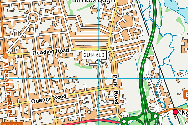 GU14 6LD map - OS VectorMap District (Ordnance Survey)