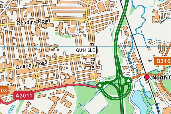 GU14 6LE map - OS VectorMap District (Ordnance Survey)