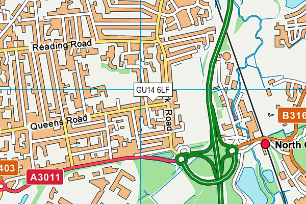 GU14 6LF map - OS VectorMap District (Ordnance Survey)