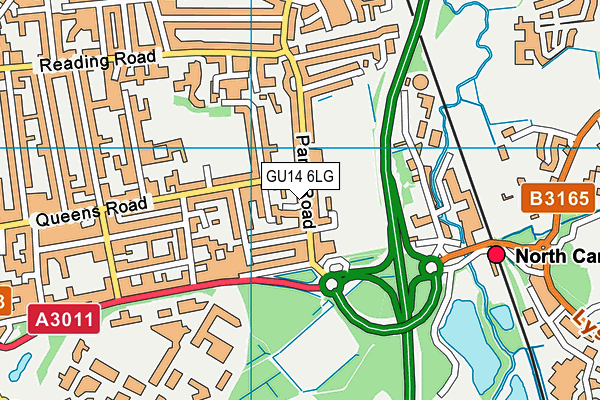 GU14 6LG map - OS VectorMap District (Ordnance Survey)