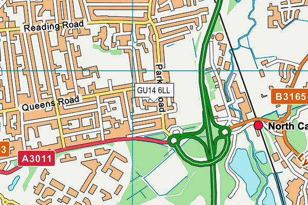 GU14 6LL map - OS VectorMap District (Ordnance Survey)