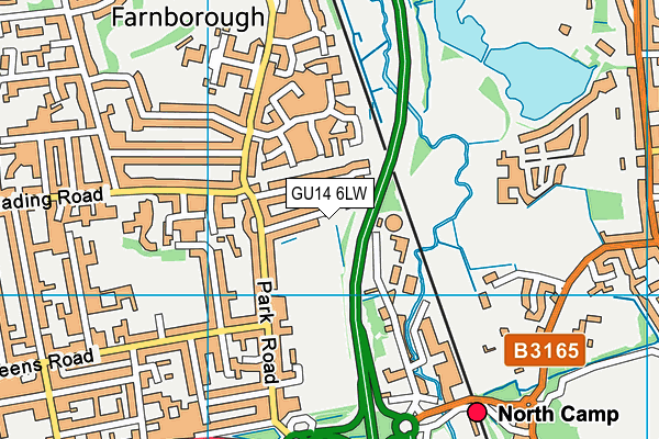 GU14 6LW map - OS VectorMap District (Ordnance Survey)