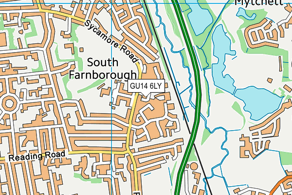 GU14 6LY map - OS VectorMap District (Ordnance Survey)