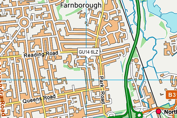 GU14 6LZ map - OS VectorMap District (Ordnance Survey)