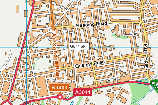 GU14 6NF map - OS VectorMap District (Ordnance Survey)