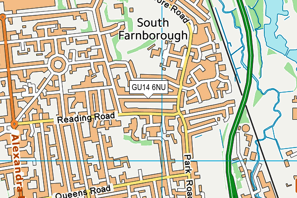 GU14 6NU map - OS VectorMap District (Ordnance Survey)