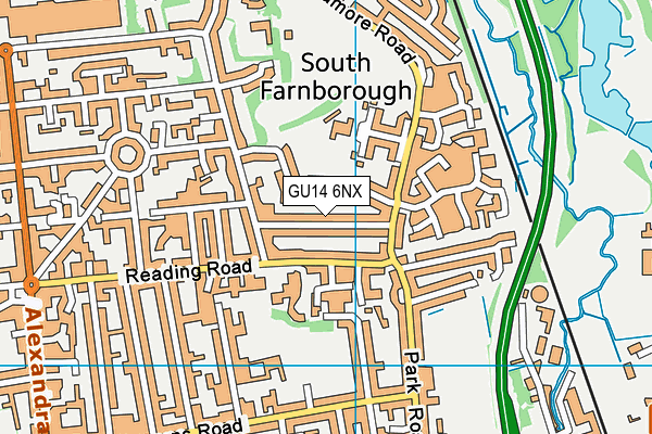 GU14 6NX map - OS VectorMap District (Ordnance Survey)