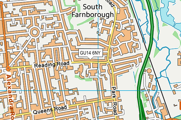 GU14 6NY map - OS VectorMap District (Ordnance Survey)