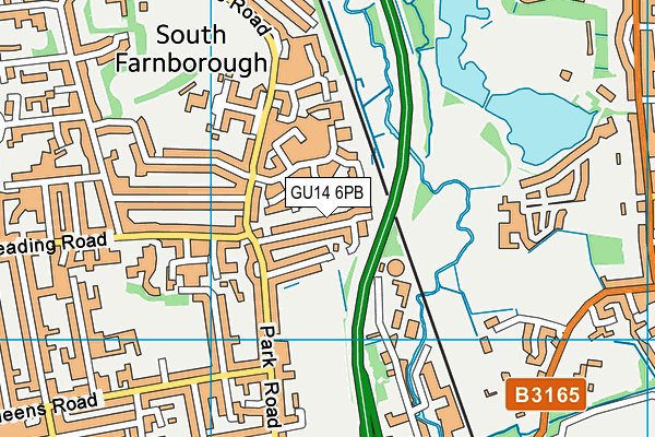 GU14 6PB map - OS VectorMap District (Ordnance Survey)