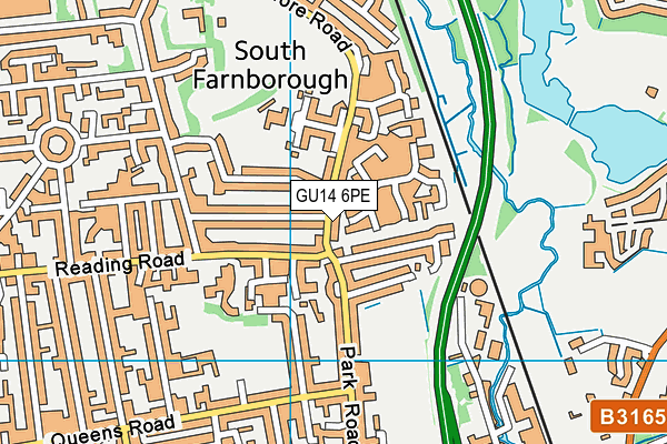 GU14 6PE map - OS VectorMap District (Ordnance Survey)