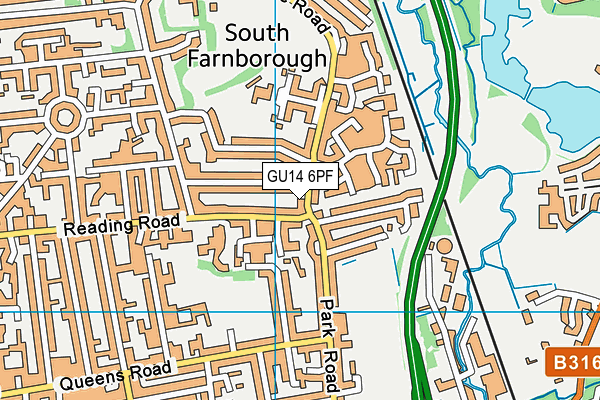 GU14 6PF map - OS VectorMap District (Ordnance Survey)