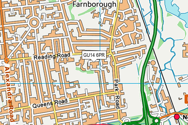 GU14 6PR map - OS VectorMap District (Ordnance Survey)