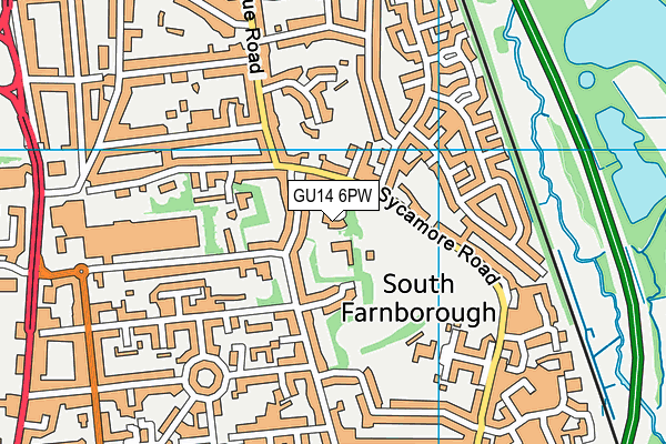 GU14 6PW map - OS VectorMap District (Ordnance Survey)