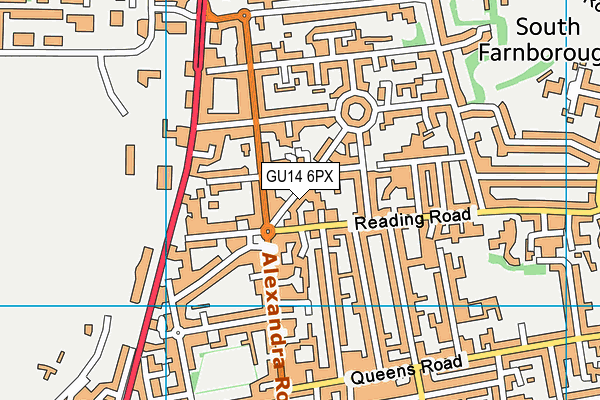 GU14 6PX map - OS VectorMap District (Ordnance Survey)