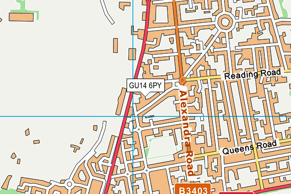 GU14 6PY map - OS VectorMap District (Ordnance Survey)