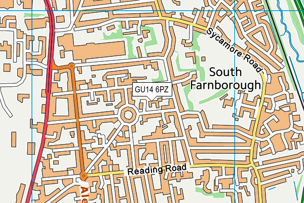 GU14 6PZ map - OS VectorMap District (Ordnance Survey)