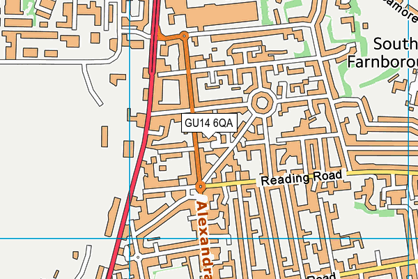 GU14 6QA map - OS VectorMap District (Ordnance Survey)