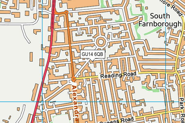 GU14 6QB map - OS VectorMap District (Ordnance Survey)