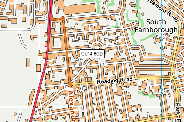GU14 6QD map - OS VectorMap District (Ordnance Survey)
