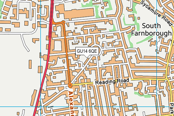GU14 6QE map - OS VectorMap District (Ordnance Survey)