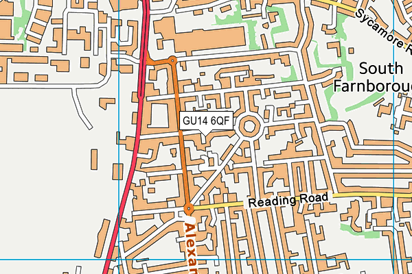 GU14 6QF map - OS VectorMap District (Ordnance Survey)