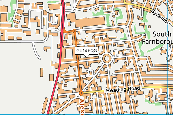 GU14 6QG map - OS VectorMap District (Ordnance Survey)