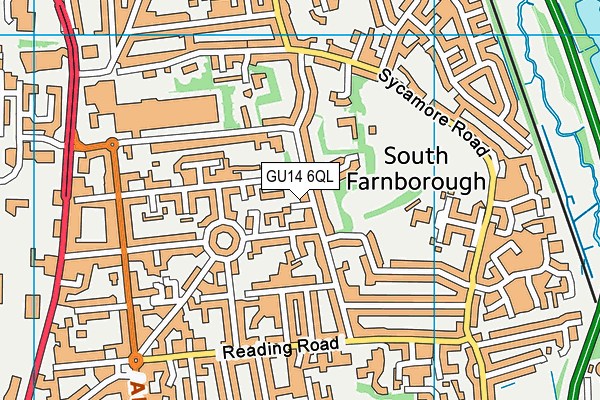 GU14 6QL map - OS VectorMap District (Ordnance Survey)