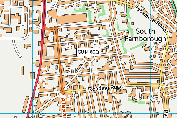 GU14 6QQ map - OS VectorMap District (Ordnance Survey)