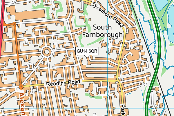 GU14 6QR map - OS VectorMap District (Ordnance Survey)