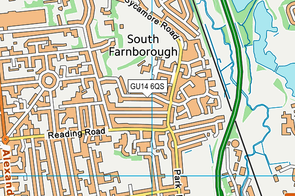 GU14 6QS map - OS VectorMap District (Ordnance Survey)