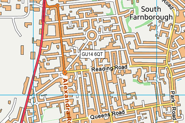 GU14 6QT map - OS VectorMap District (Ordnance Survey)