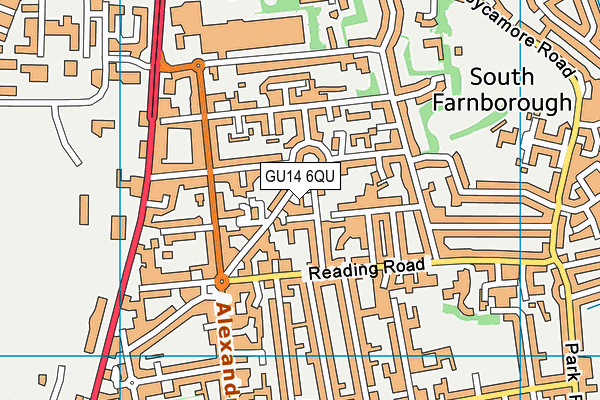 GU14 6QU map - OS VectorMap District (Ordnance Survey)