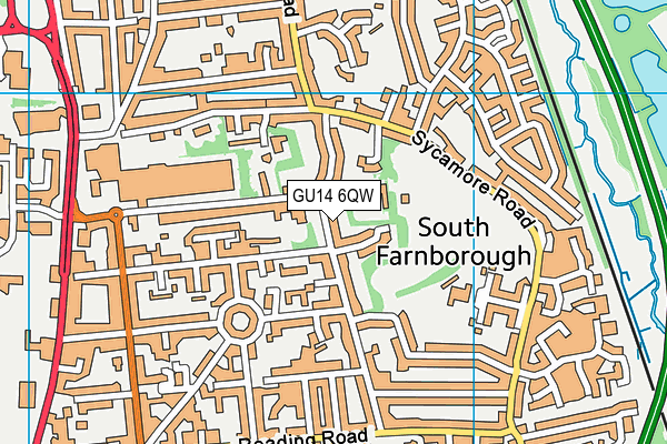 GU14 6QW map - OS VectorMap District (Ordnance Survey)