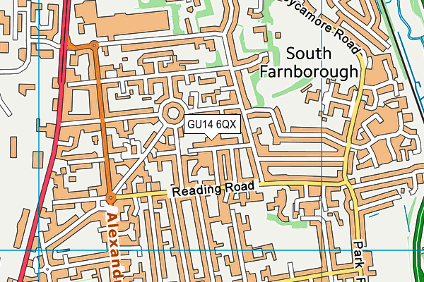GU14 6QX map - OS VectorMap District (Ordnance Survey)