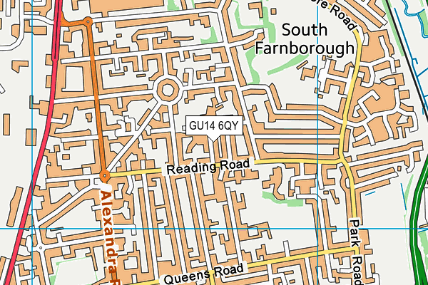 GU14 6QY map - OS VectorMap District (Ordnance Survey)