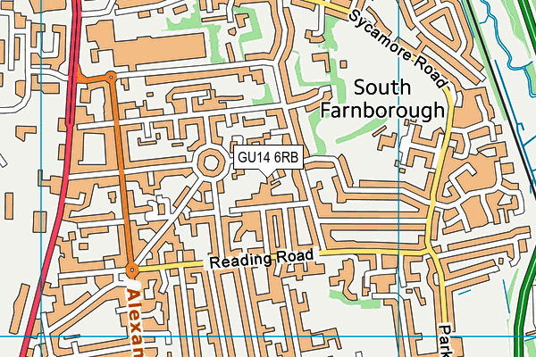 GU14 6RB map - OS VectorMap District (Ordnance Survey)