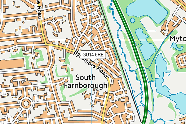 GU14 6RE map - OS VectorMap District (Ordnance Survey)