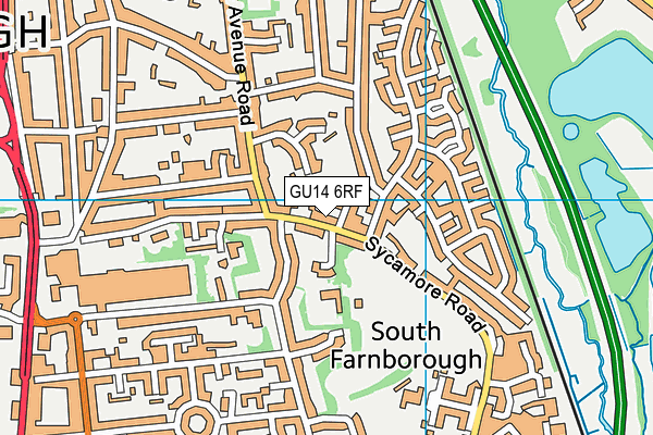 GU14 6RF map - OS VectorMap District (Ordnance Survey)