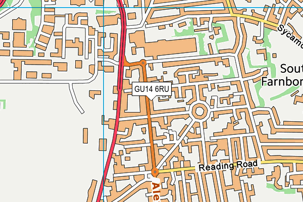 GU14 6RU map - OS VectorMap District (Ordnance Survey)