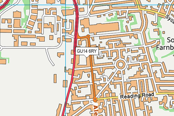 GU14 6RY map - OS VectorMap District (Ordnance Survey)