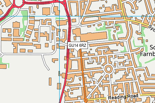 GU14 6RZ map - OS VectorMap District (Ordnance Survey)