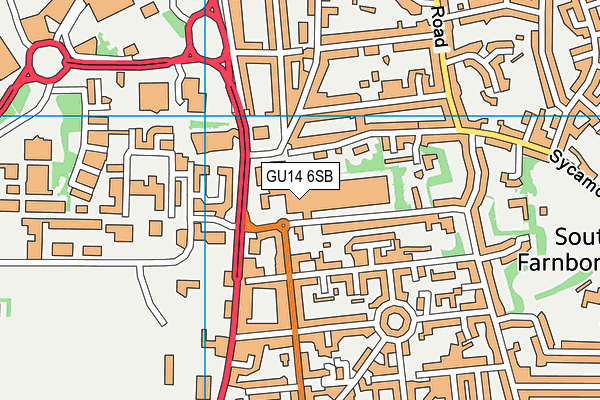 GU14 6SB map - OS VectorMap District (Ordnance Survey)